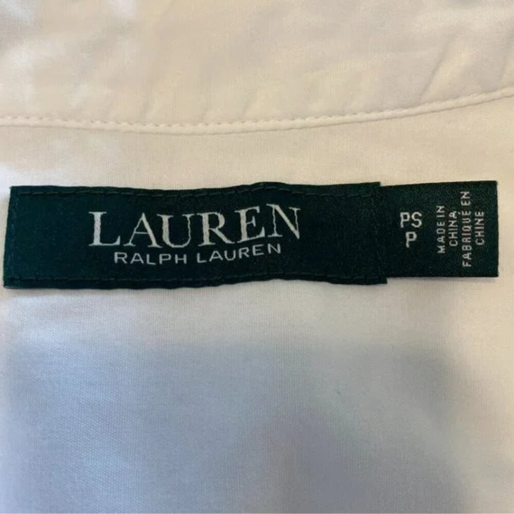 LAUREN Ralph Lauren Tie Front Cotton Short Sleeve Shirt Small Petite - Picture 8 of 8